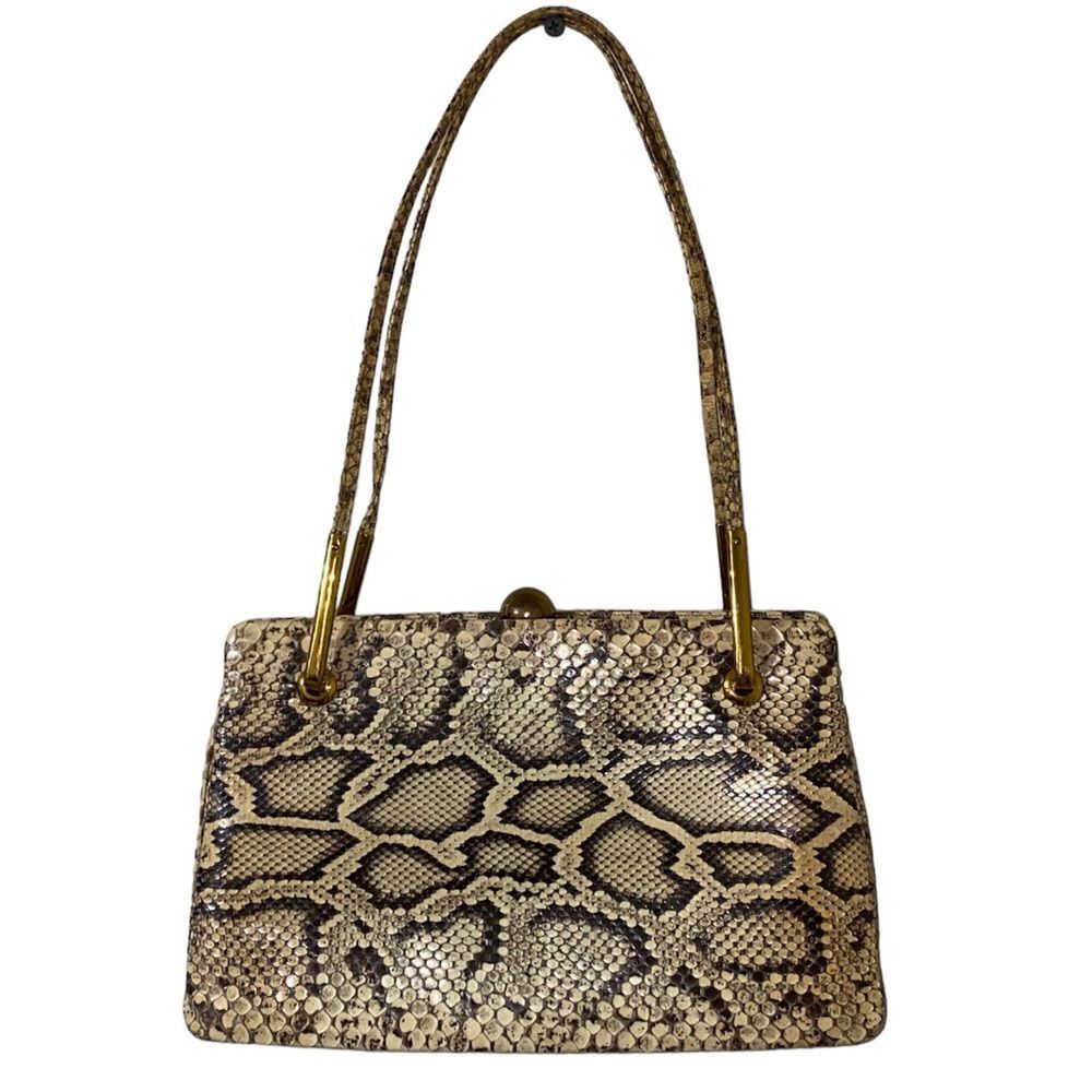 Judith Leiber Python SnakeSkin Top handle Shoulder Day Evening Bag Vintage